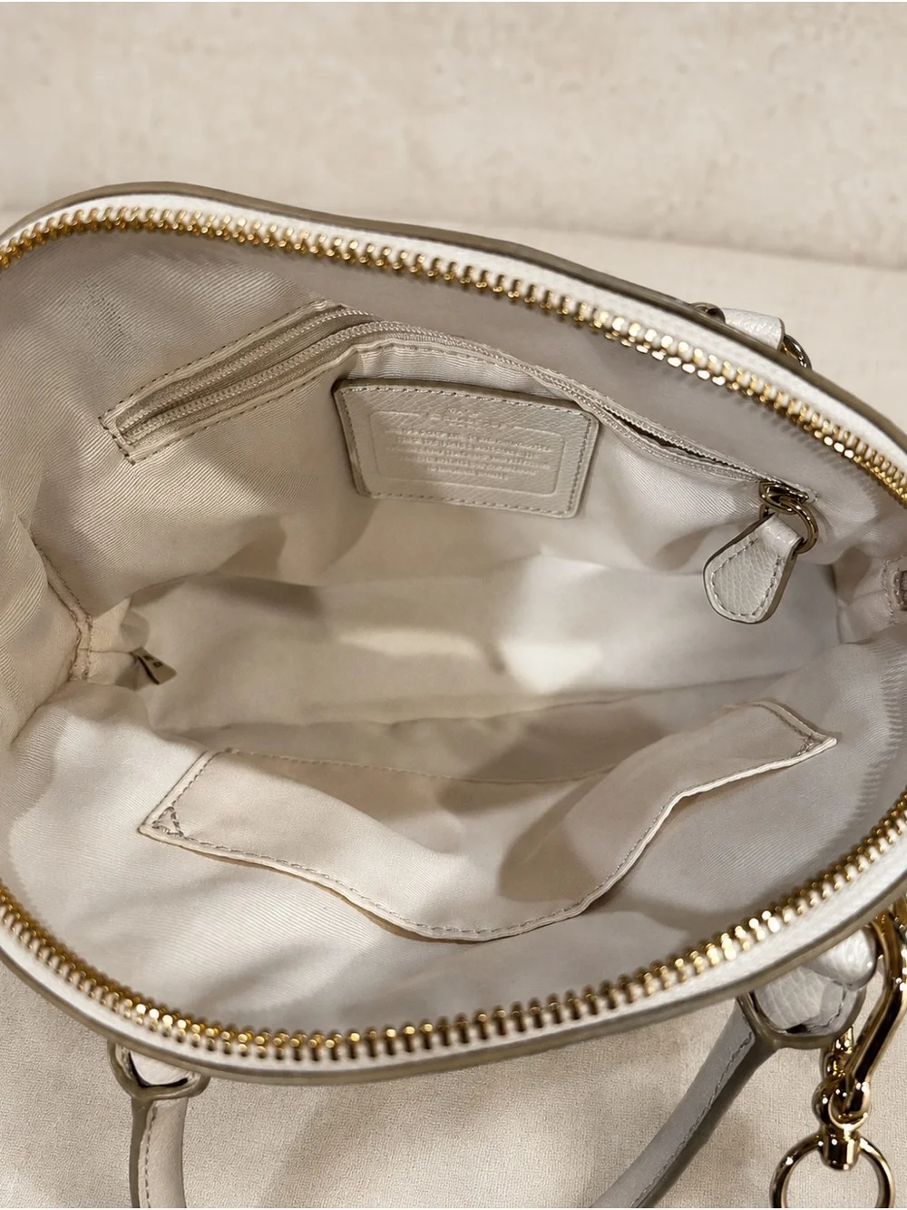 Coach Mini Cora F34090 Chalk Leather Satchel Crossbody Bag